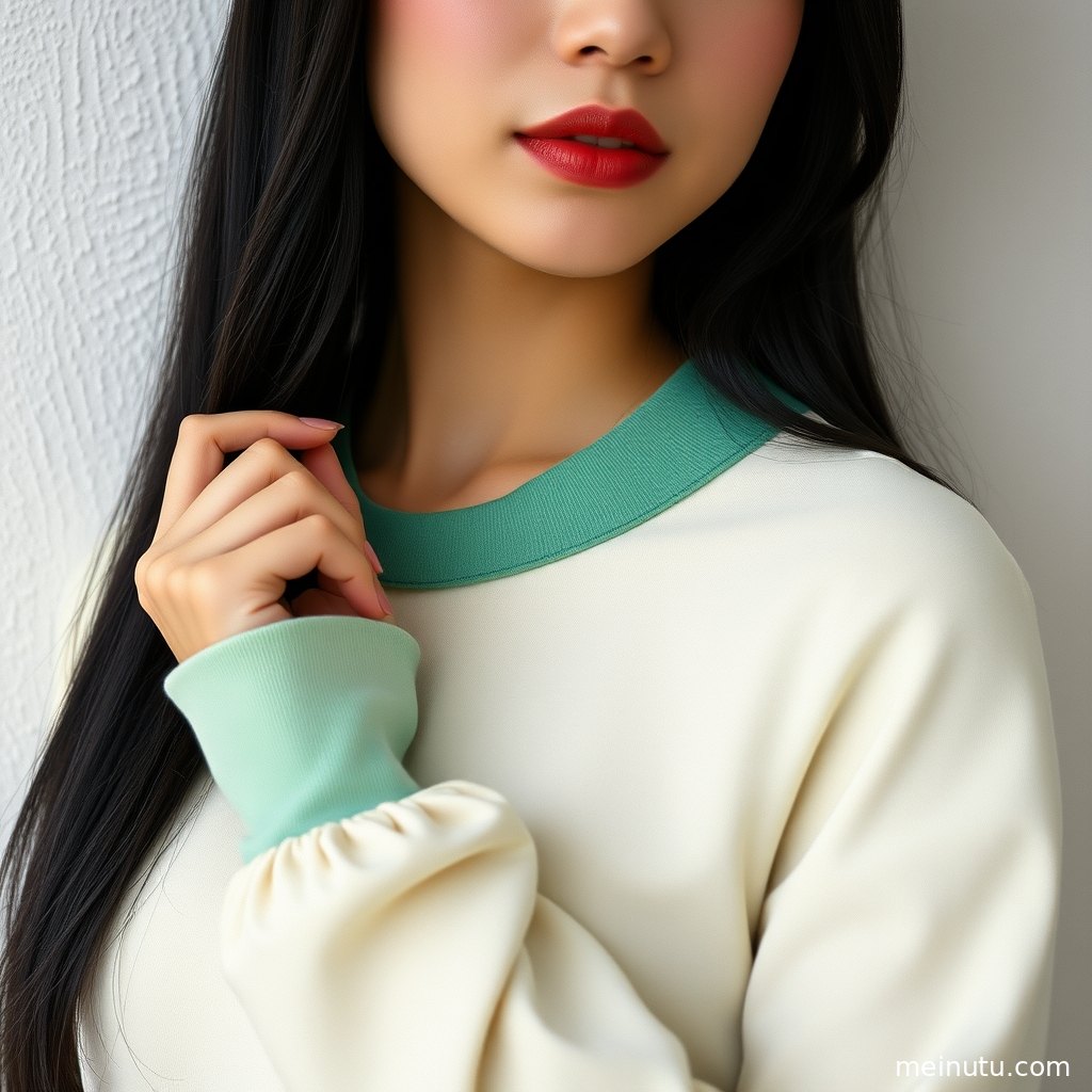 自然光下的女性，眼神宁静，光影过渡自然。
