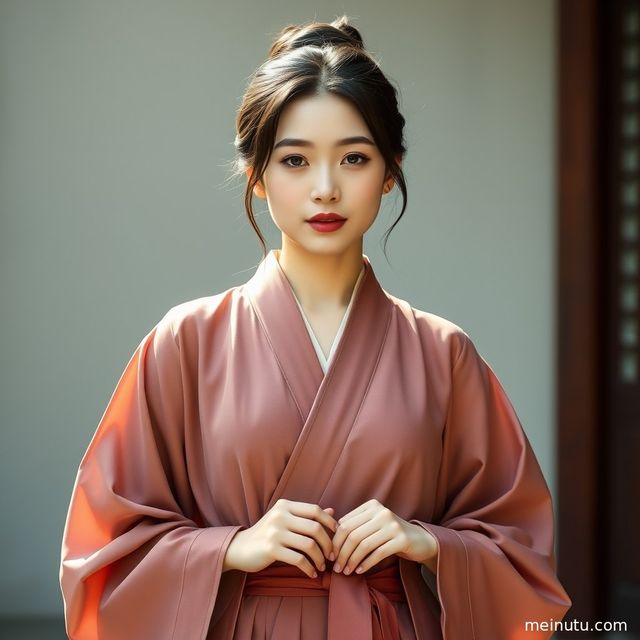 Elegant Asian Woman in Traditional Hanfu: Soft Indoor Lighting Portrait Collection 005