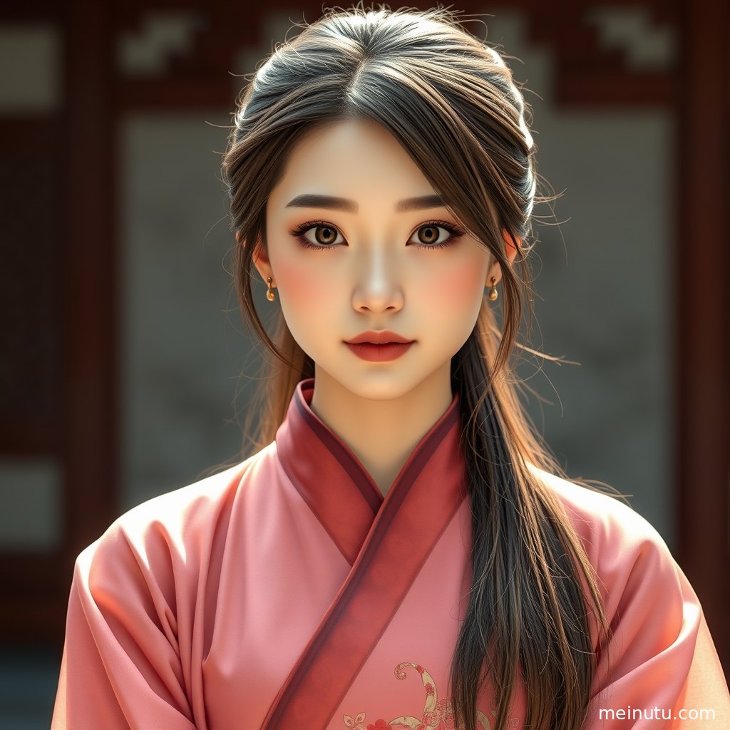 浪花背景中的古风汉服头像写真，成年女子侧脸被暖色逆光勾勒。