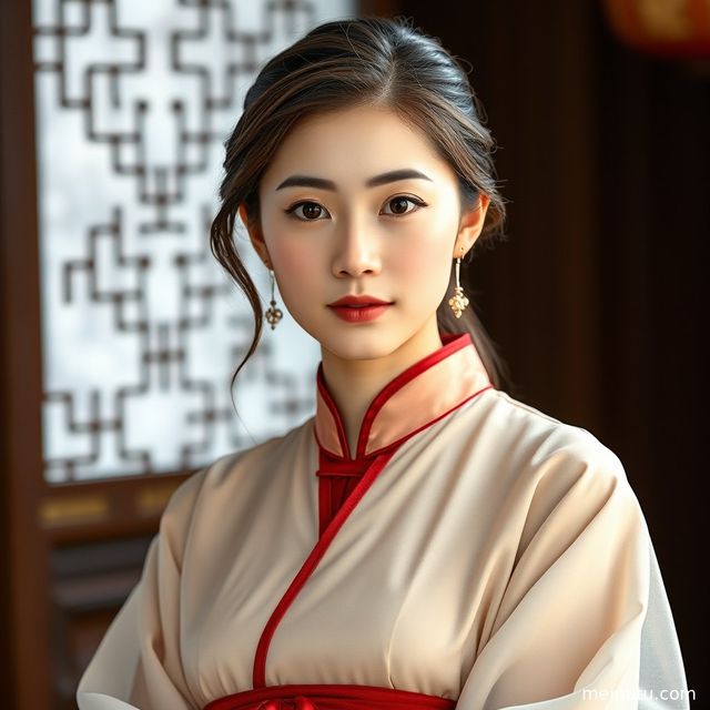 古装短发汉服发型写真｜窗边自然光汉服美女图集