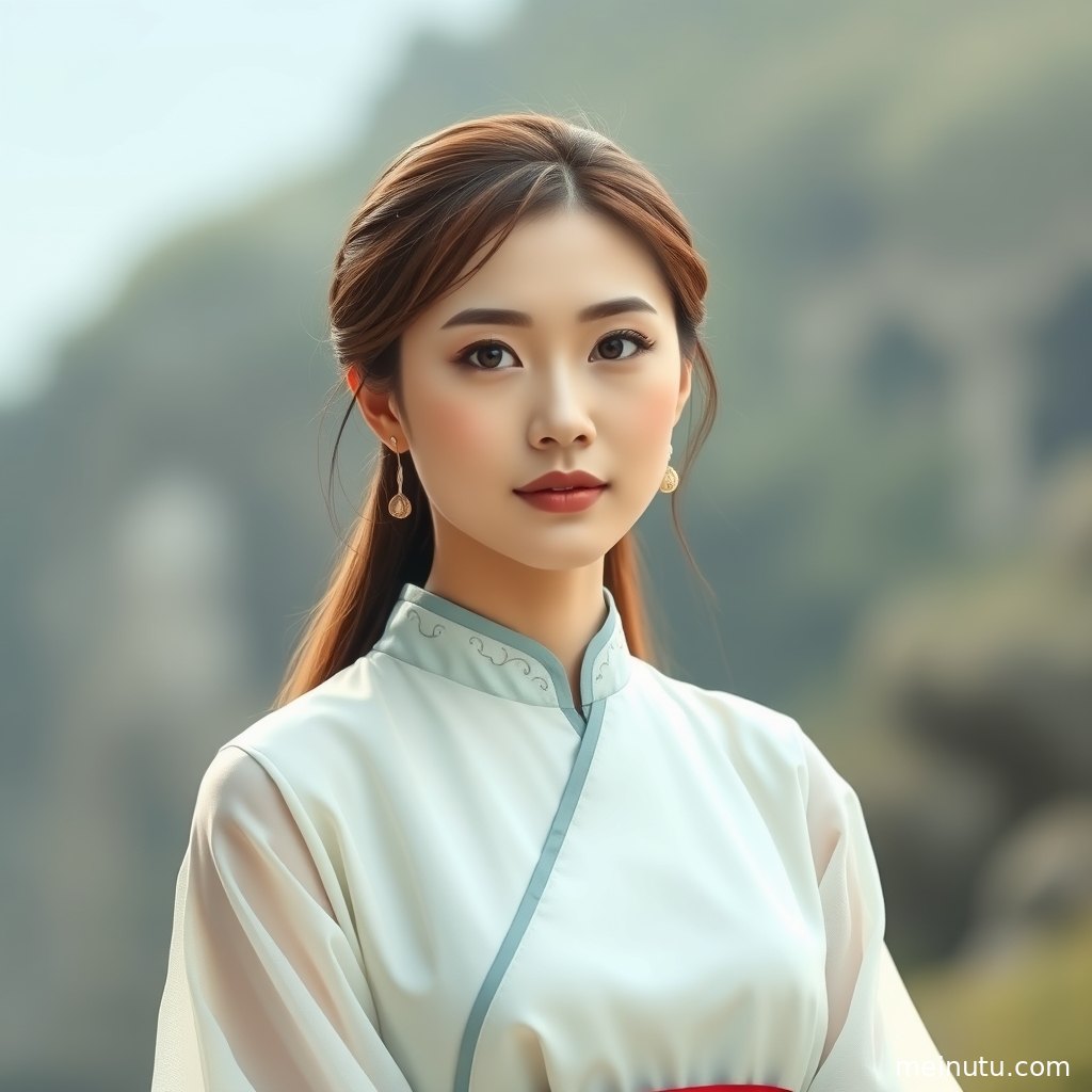 窗边自然光洒在汉服美女的发髻与肩颈线条上，画面呈现安静国风写真质感。