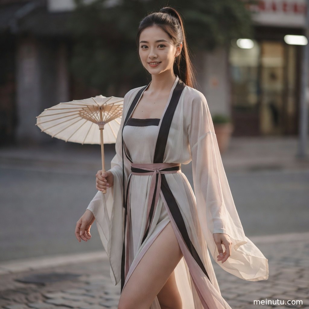 汉服美女佩戴精致发饰，柔和暖光从侧面照亮面庞与传统服饰细节。