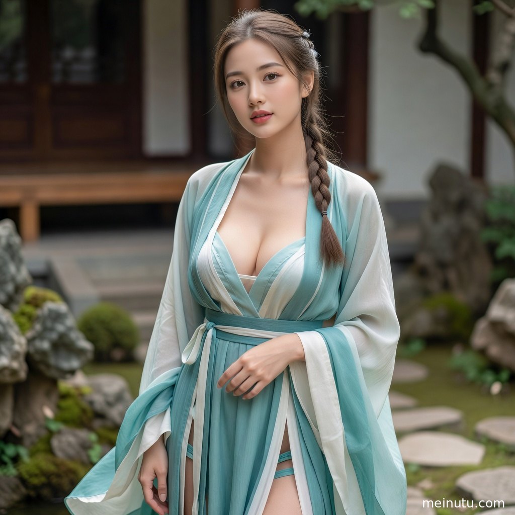 汉服美女在木窗花影前回眸，古装汉服摄影写真呈现温柔国风气质。