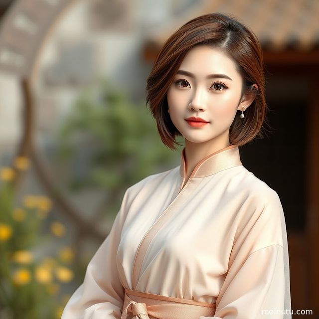 明制汉服婚礼流程写真｜asian women庭院自然光古风写真图集