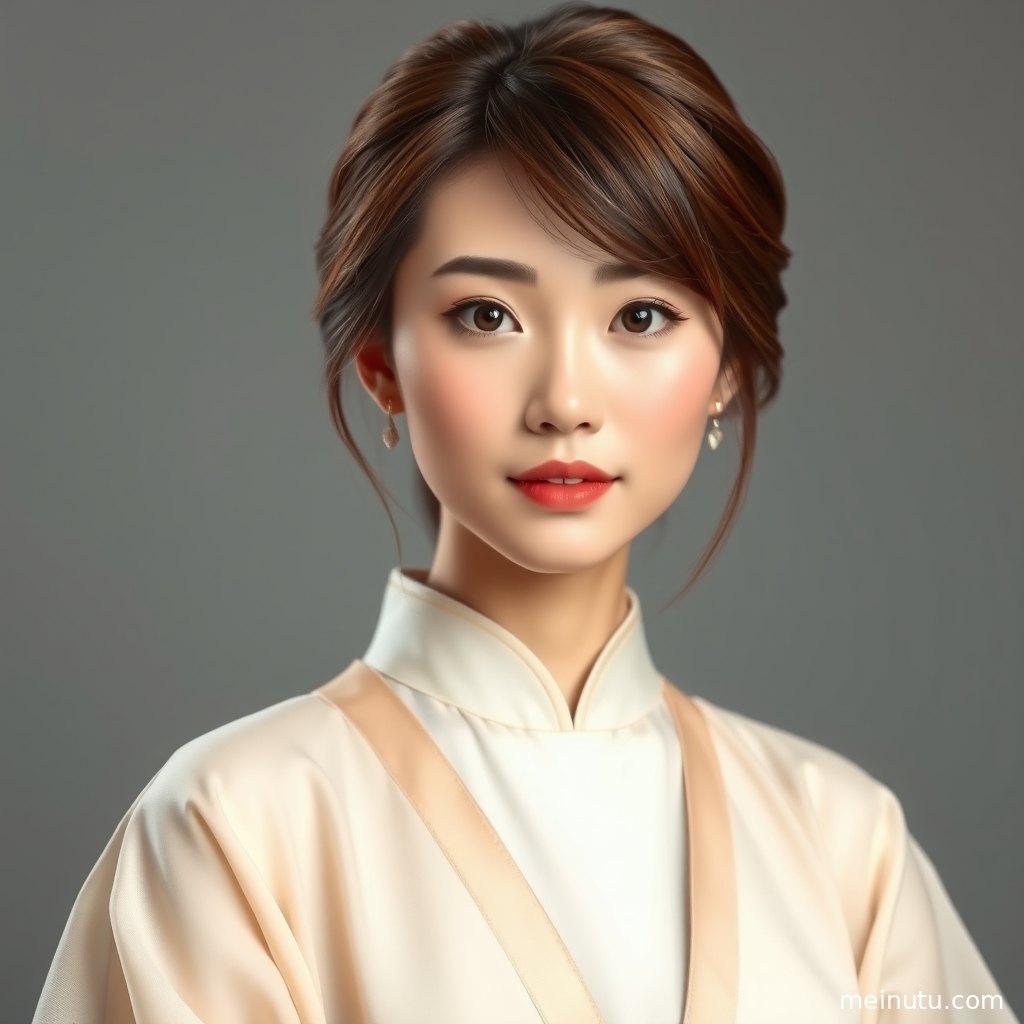 Courtyard natural light highlights embroidered Ming style hanfu sleeves in a refined traditional Chinese dress portrait wallpaper.
