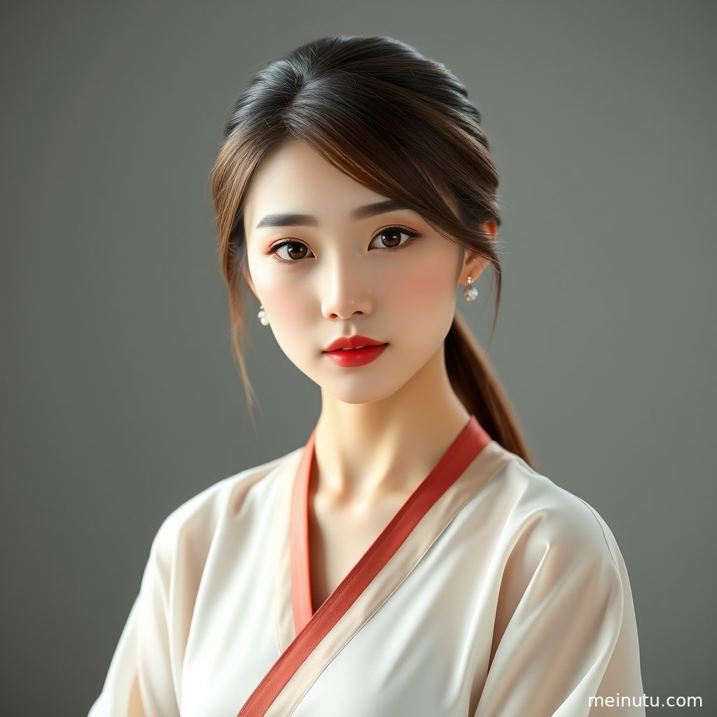 柔和逆光下的汉服写真画面，年轻成年女性呈现温婉国风气质。