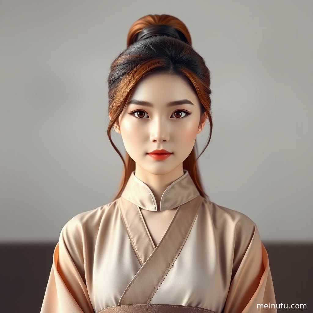 年轻成年女性穿汉服自然侧立，晨光映出飘逸裙摆与清新古风气质。