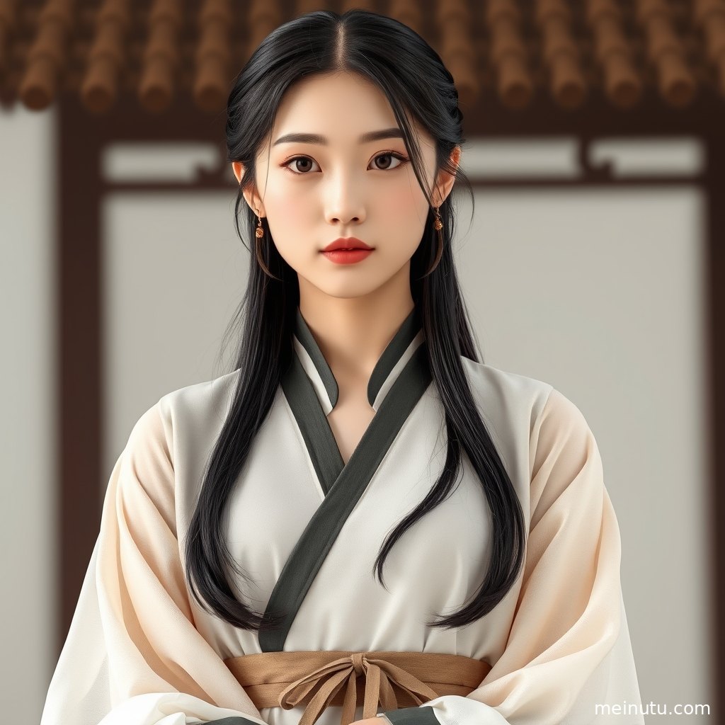宋制汉服美女倚在明亮窗边，浅色衣料与柔和光线交织，呈现干净通透的汉服写真画面。