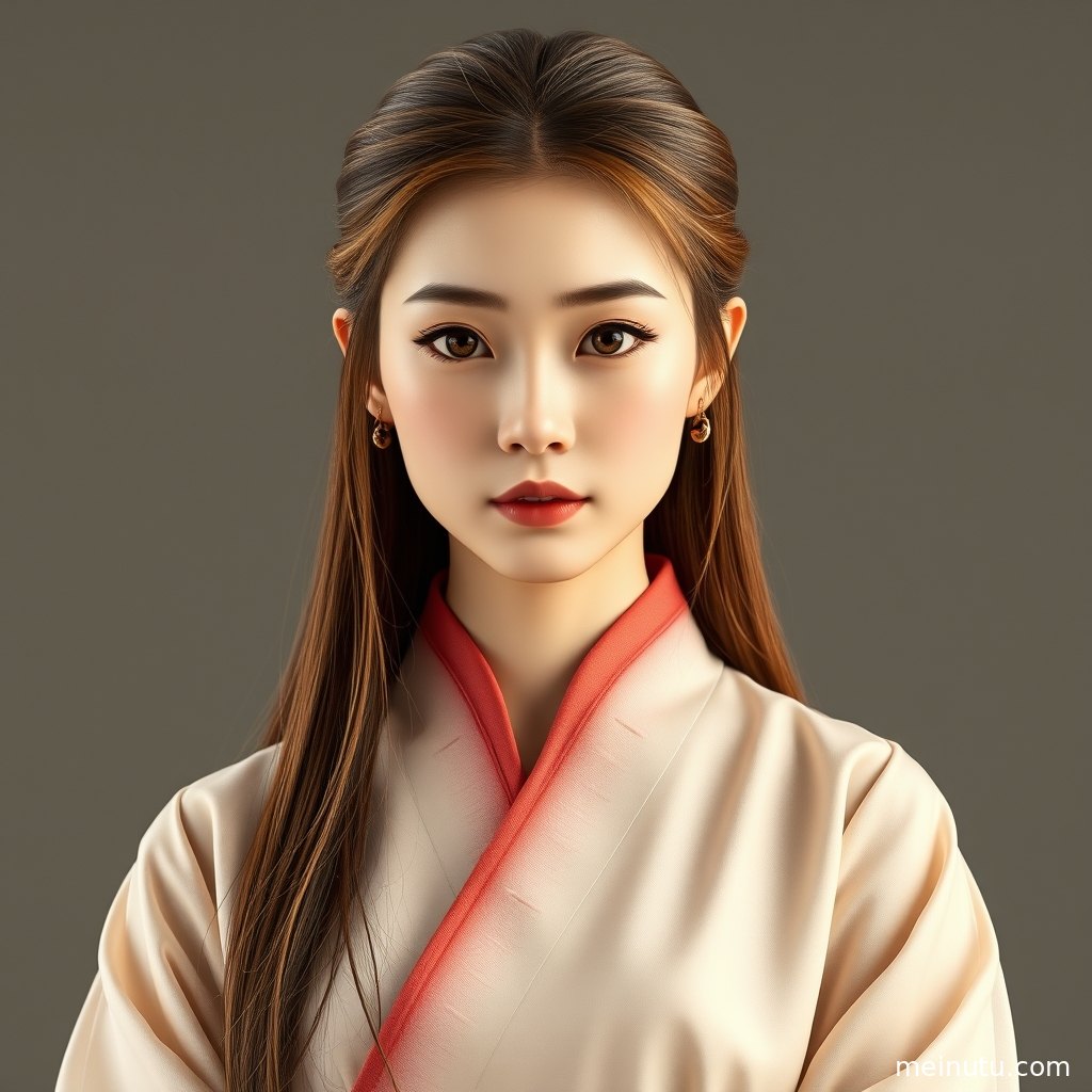 年轻成年女性穿浅色宋制汉服侧身入镜，展现自然光下的古风写真氛围。