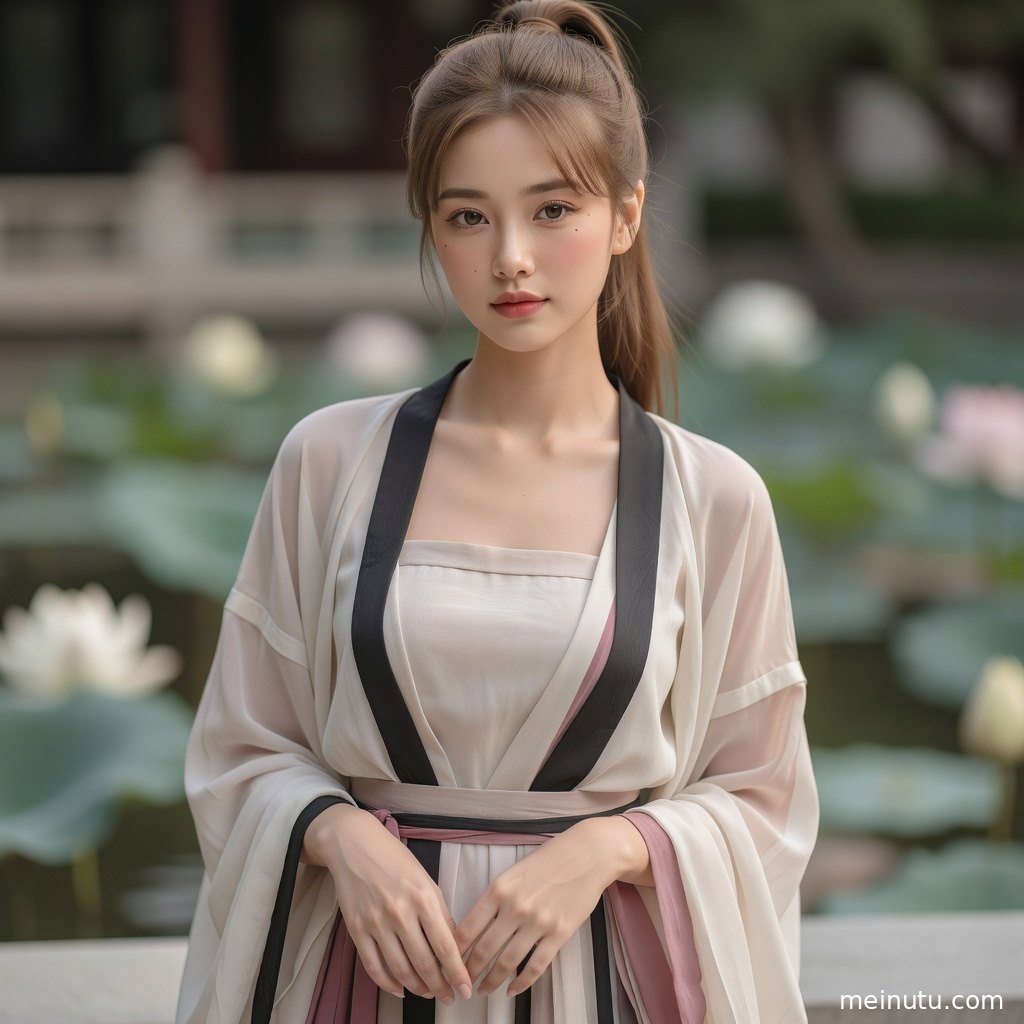 唐风汉服写真以飘逸裙摆和精致刺绣为重点，画面适合作国风壁纸。