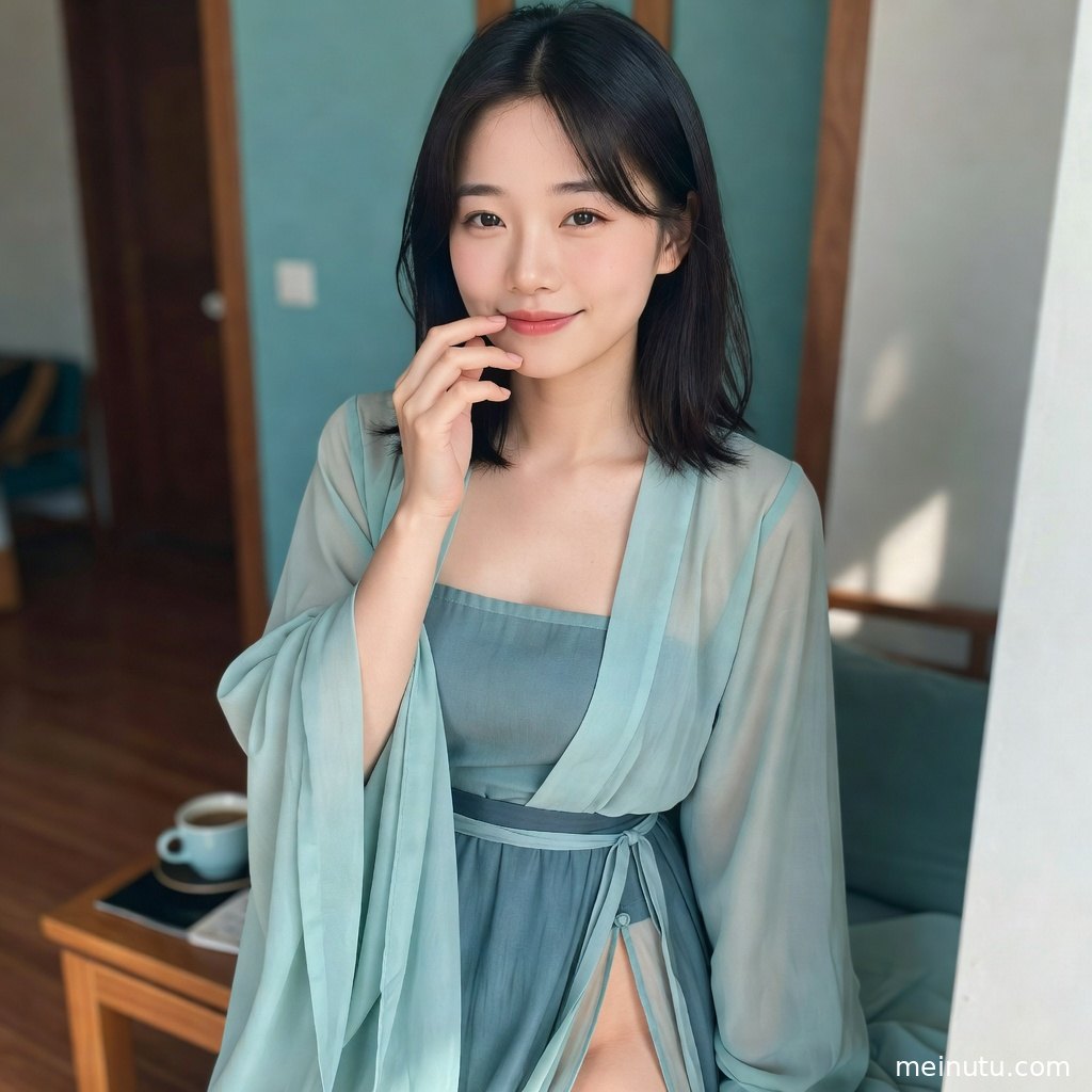 汉服美女披帛随风轻扬，发簪与妆容凸显唐风汉服写真质感。