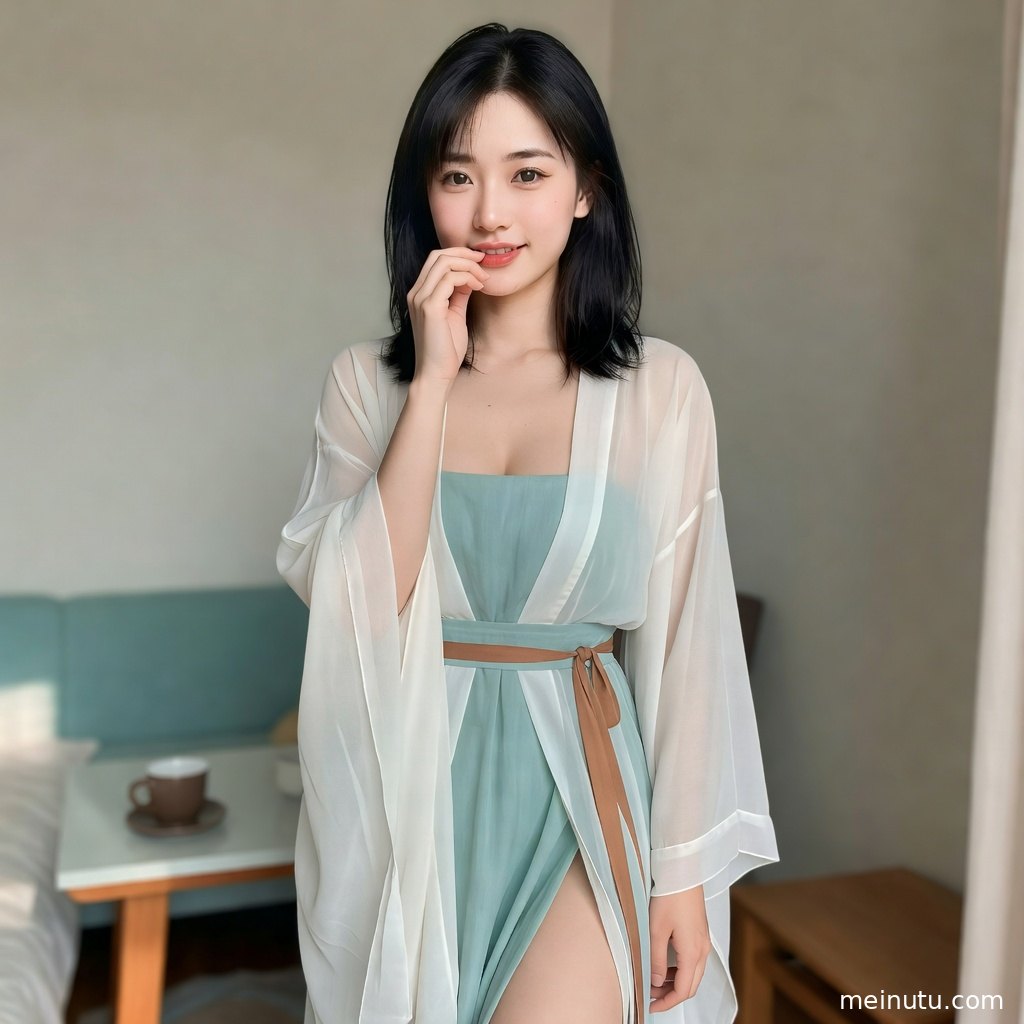 古风写真画面中女性人物身穿华丽唐风汉服，背景为雅致庭院。