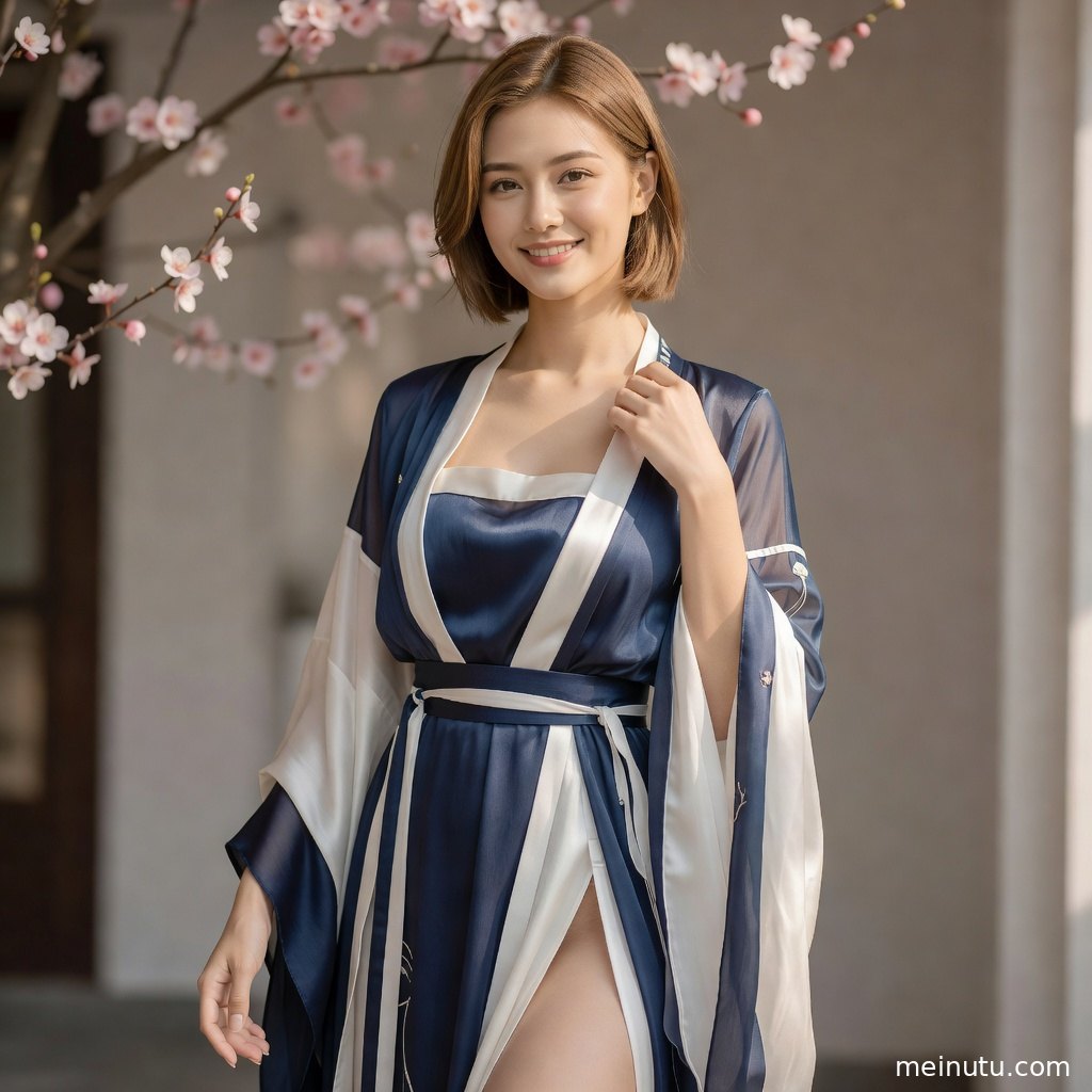 汉服美女以盛唐妆造搭配华丽发饰，柔光背景突出古风写真质感。