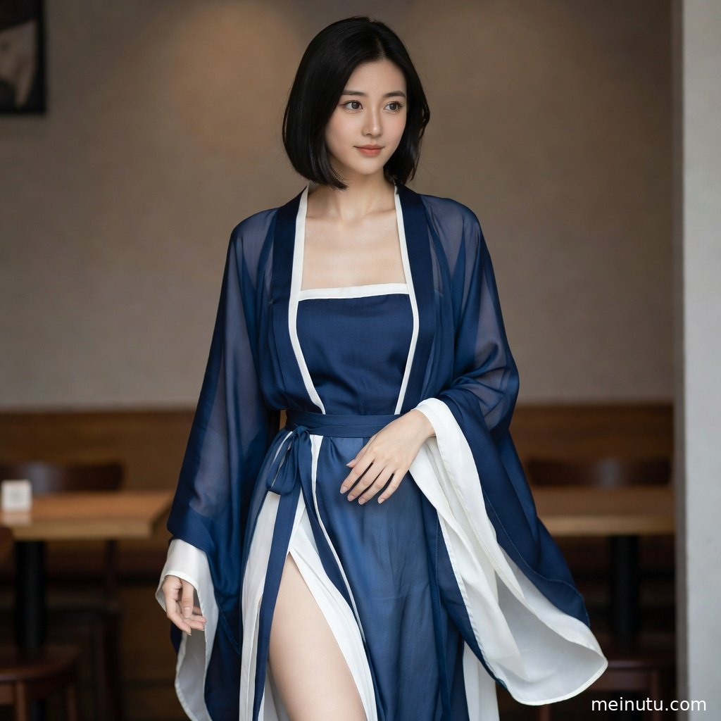 国风汉服女子以端庄姿态入镜，古装美女氛围与精细服饰纹理清晰可见。
