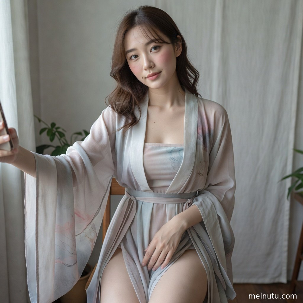 古装美女身着唐风汉服倚靠古典窗景，高清图集呈现精致纹样与温婉气质。