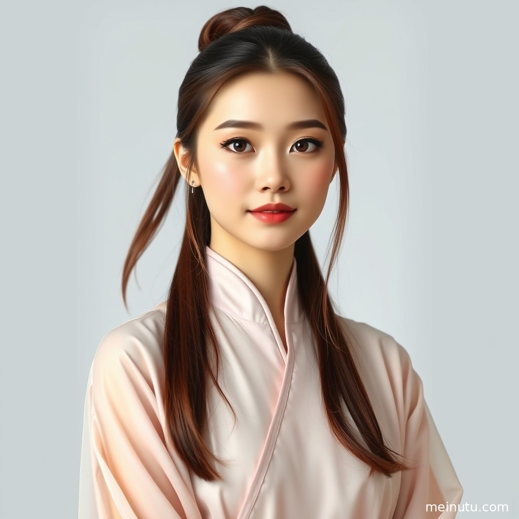 唐风汉服写真特写呈现精致妆容、披帛层次与柔和背景，适合作为高清汉服壁纸。
