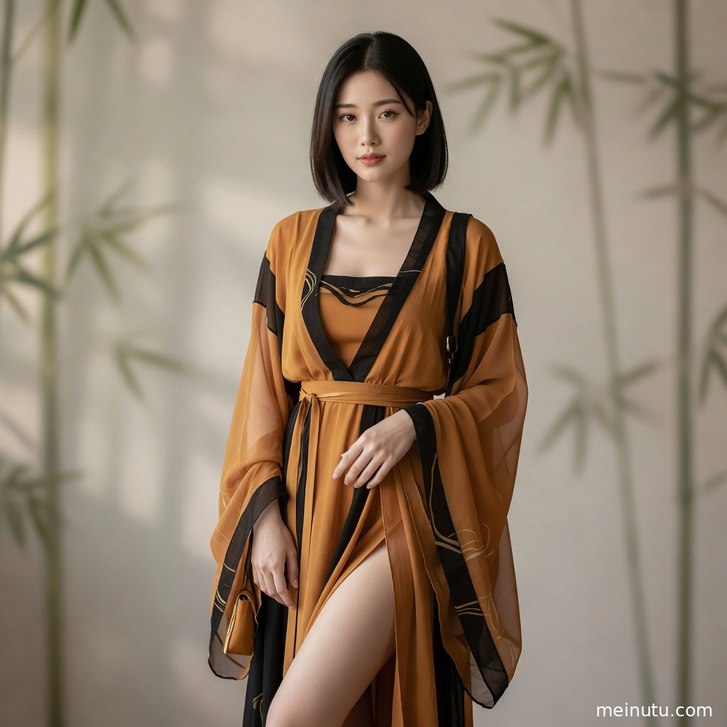 汉服模特佩戴精致发簪，唐风妆容与柔和光影突出高清古风写真质感。