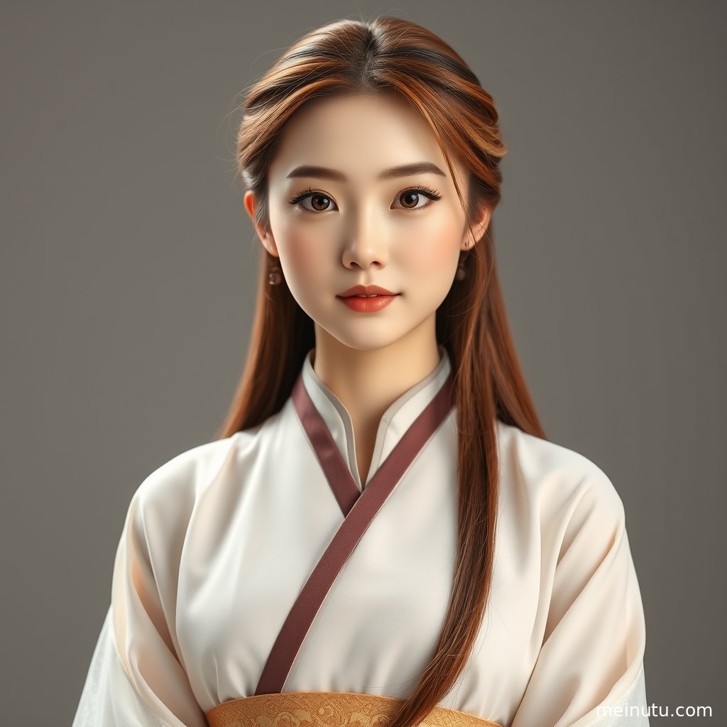 西安古风场景中，年轻成年女性以汉服造型呈现安静温婉的高清人像。
