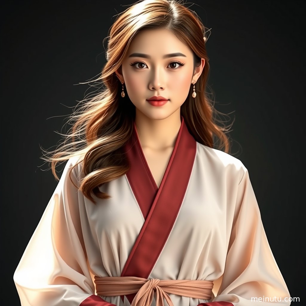 成年女子穿古装侧坐窗前，披帛与衣袖层次在柔光中展现细腻纹理。
