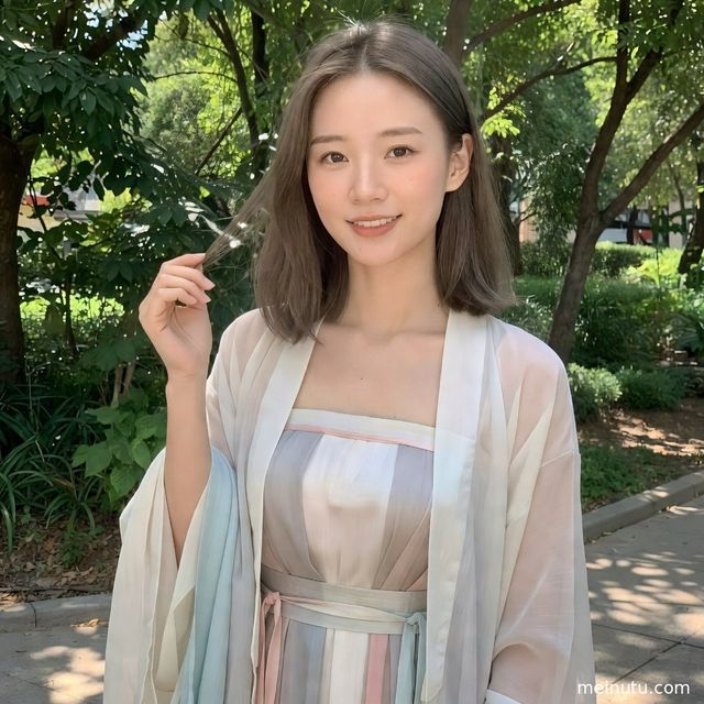 Chinese Hanfu Wedding Styling in a Garden, Cinematic Hanfu Photoshoot of an Asian Model