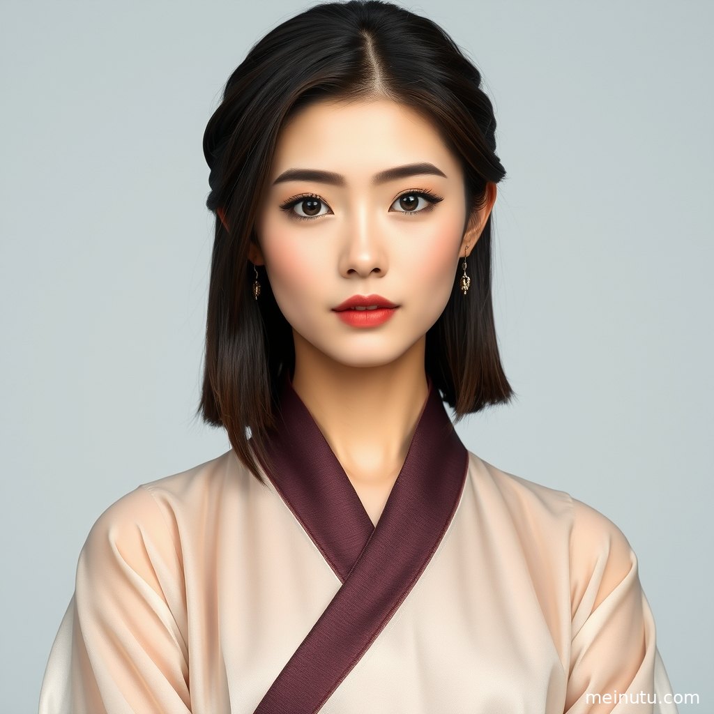 自然光花园场景的国风写真图片，年轻成年女性身着汉服呈现清雅婚纱氛围。