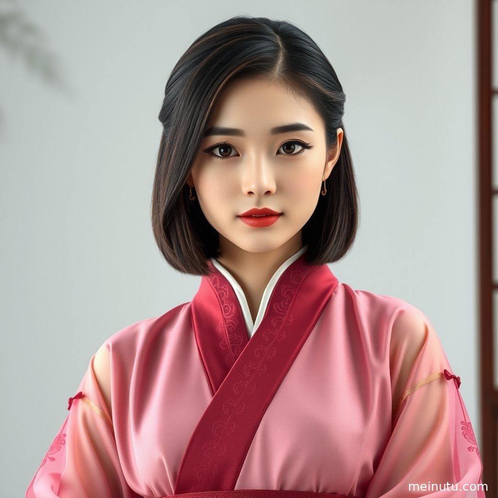 高清汉服婚纱照造型图集画面，古装美女在花影间展现端庄浪漫气质。