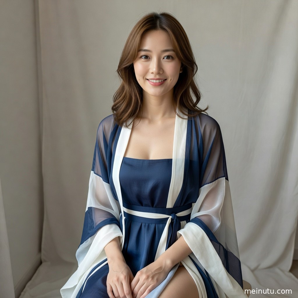 自然光照亮汉服领口与袖摆细节，年轻成年女性以安静姿态呈现古风写真氛围。