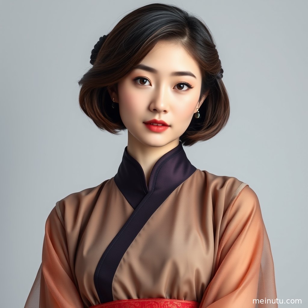 汉服是不是古装 街拍 阴天漫射光近景细节展示服饰面料、配色与画面质感。