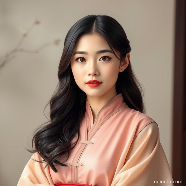 Asian汉服美女窗边暖色侧光古风写真全身图集