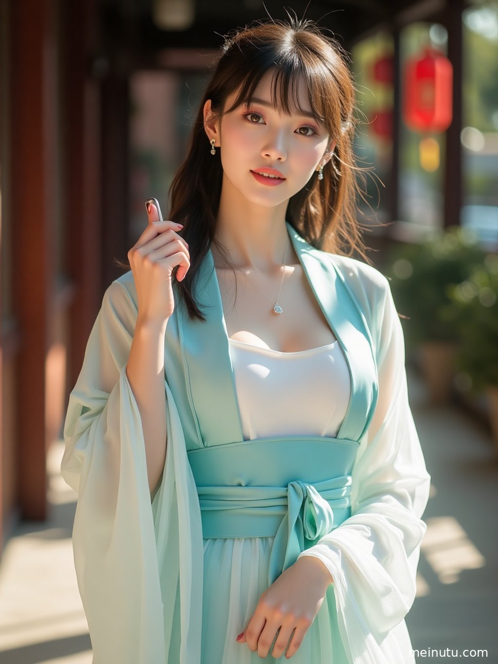 Close-up of traditional Chinese dress fabric details, showing refined texture and elegant craftsmanship.