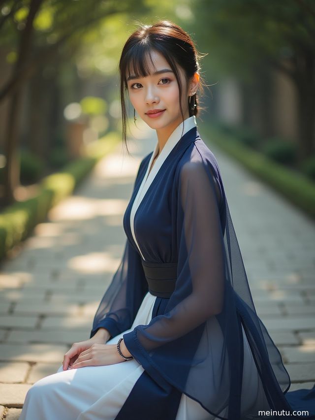 Tang-Style Chinese Hanfu Photoshoot: Asian Woman Portraits in Minimal Natural Light