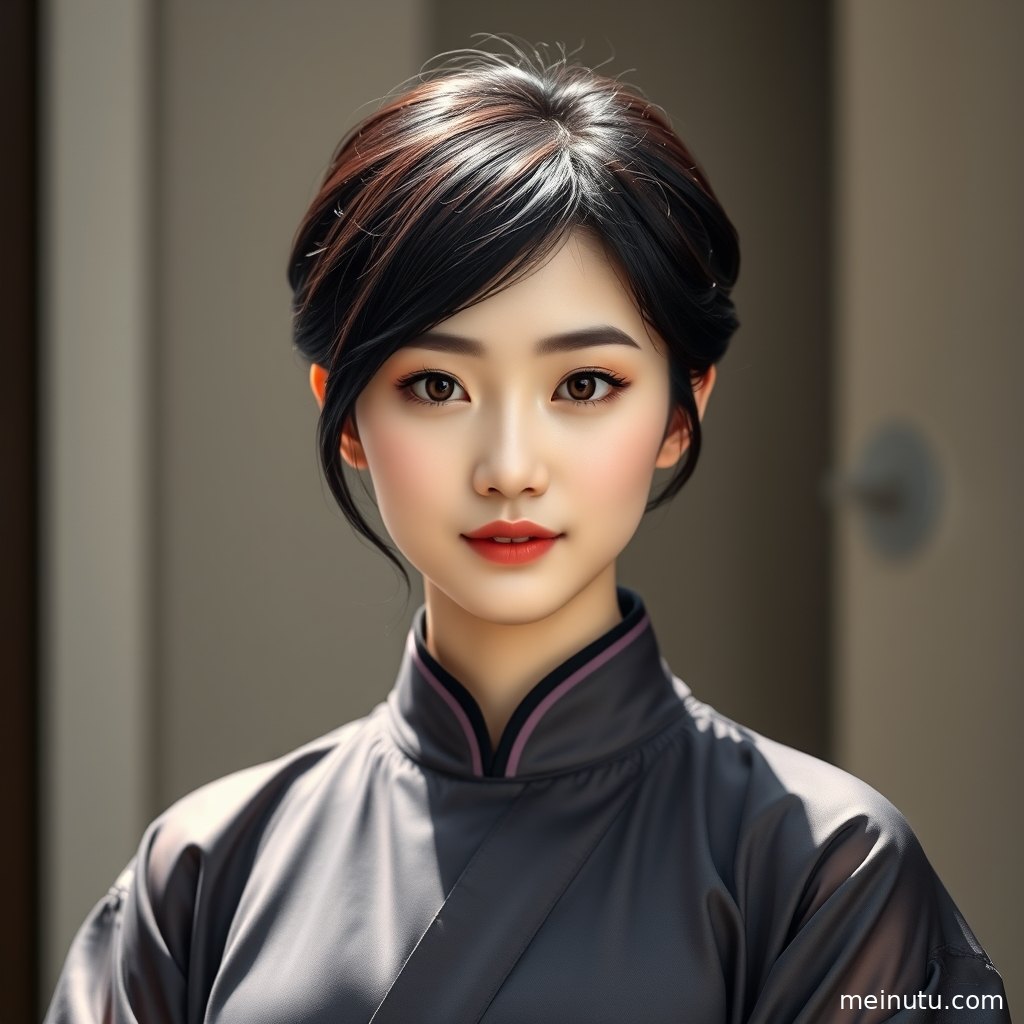 汉服写真摄影俯拍画面，成年女子衣摆铺展，呈现细腻国风写真质感。
