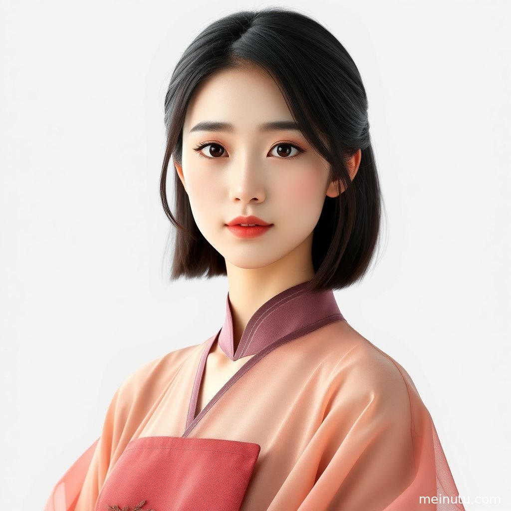 成年女性汉服写真近景，柔和侧光突出古风妆容、织物层次与清雅氛围。