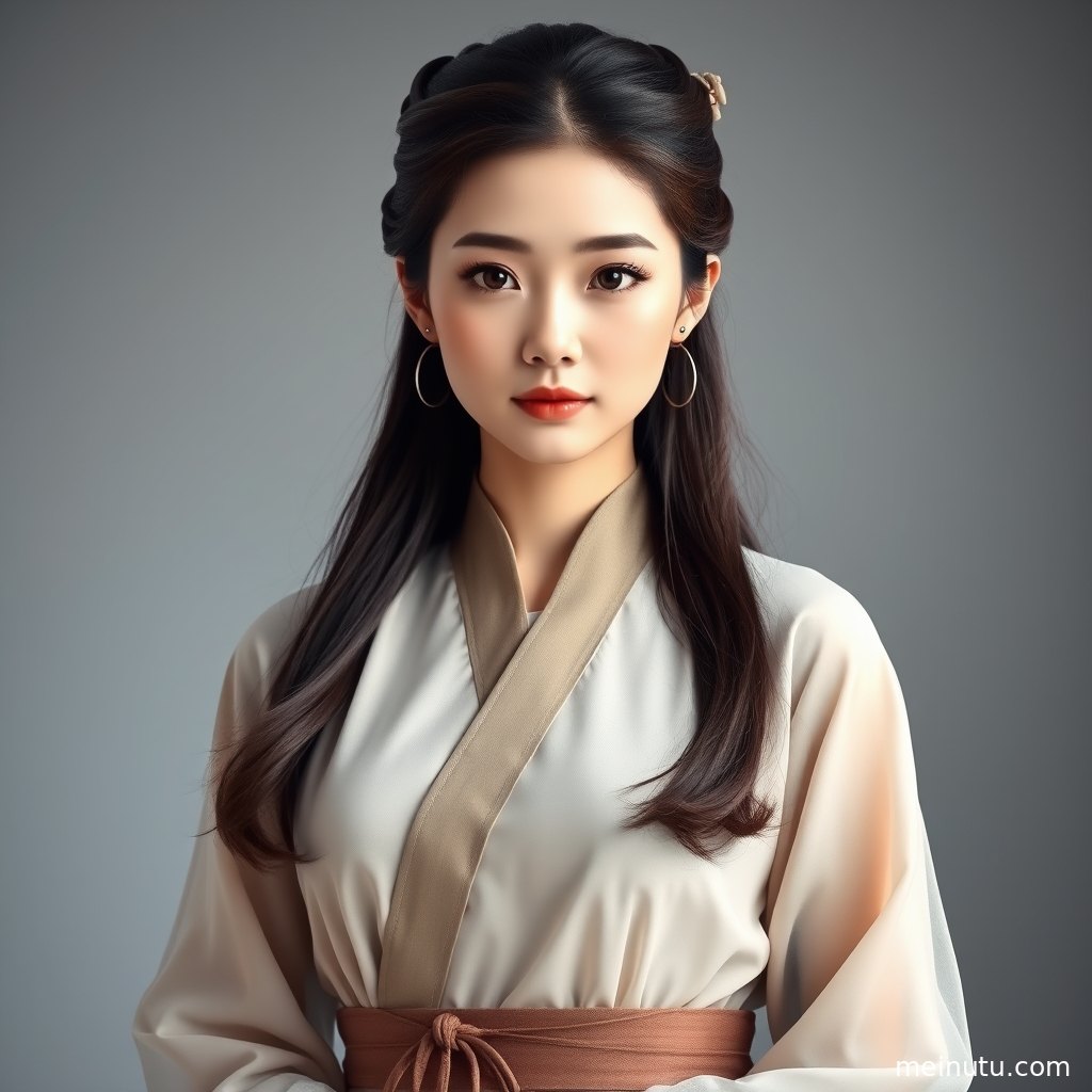 清透晨光洒落在石阶与汉服衣袂上，古风写真画面温柔而高清。
