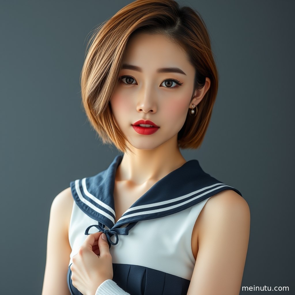 年轻成年女性穿白丝JK制服站在海边，柔和逆光勾勒清新制服写真氛围。