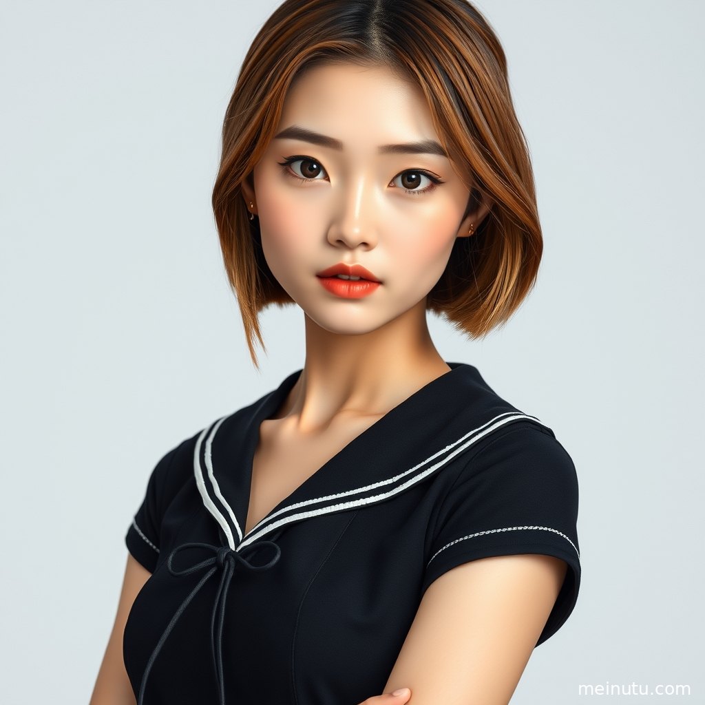 海边低角度拍摄白丝JK制服写真，成年女性在柔光中展现甜美气质。