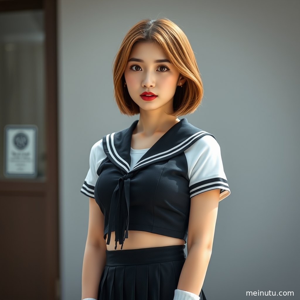 年轻成年女性身着日系制服与白色长袜，海风场景呈现高清JK制服写真质感。