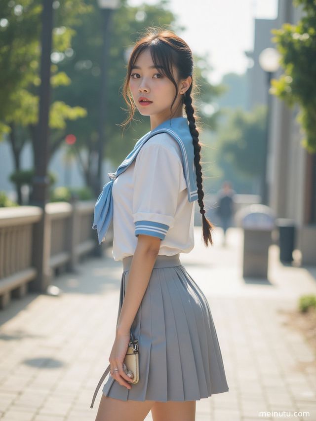 纯欲短裙JK写真图集：晨光阴影下的青春活力高清大片