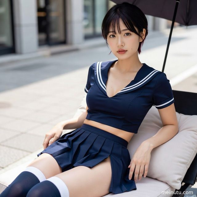 海军领和JK制服写真｜自然光街拍JK美女高清图集