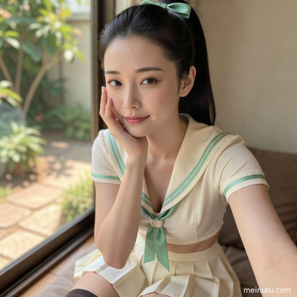 黑丝制服写真特写展现丰满曲线与柔和光影，画面干净适合作为美女壁纸。