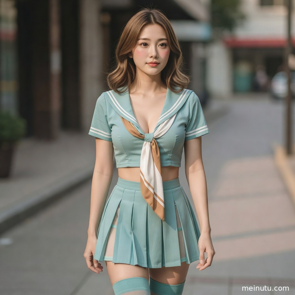 街拍JK图集画面展示长袜与制服细节，整体质感干净锐利。