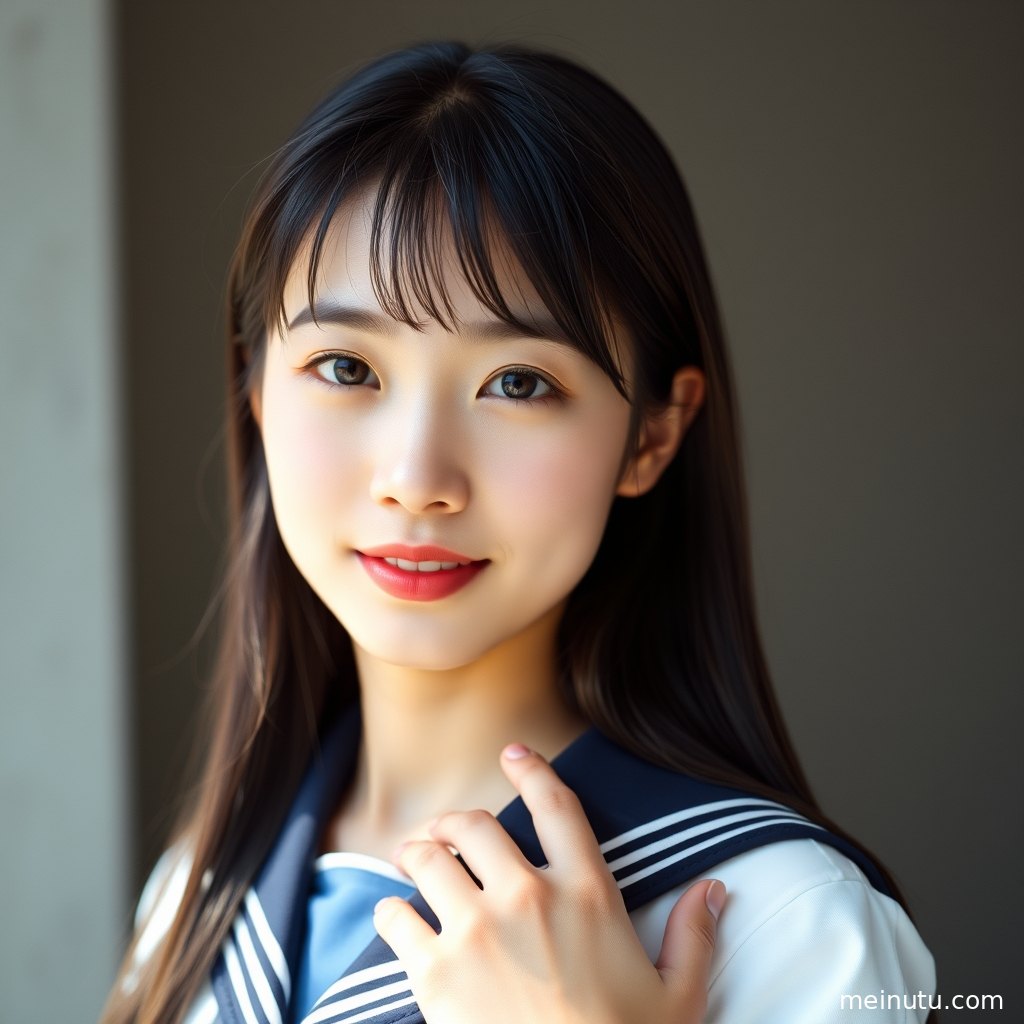 女性在黄昏光线下拍摄的JK黑丝全身像，整体画面色调沉静，充满艺术感。