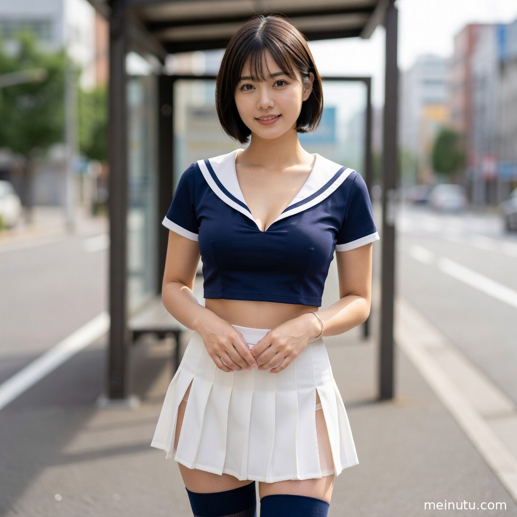 jk情趣制服街拍写真呈现柔和逆光氛围，成年女子侧身回望，发丝与裙摆细节清晰。