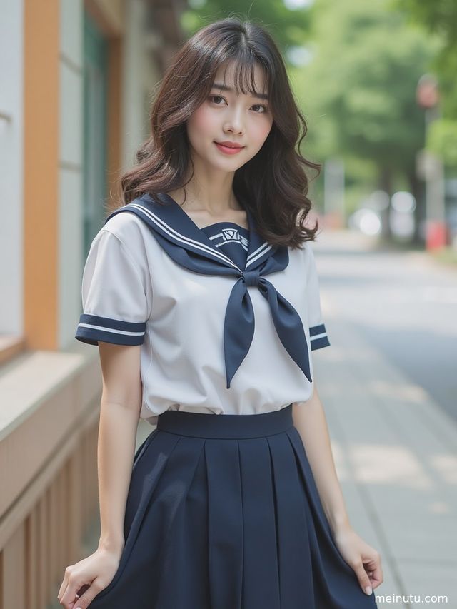 JK日系制服造型晨光写真图集 | 阴天漫射光下的细腻特写