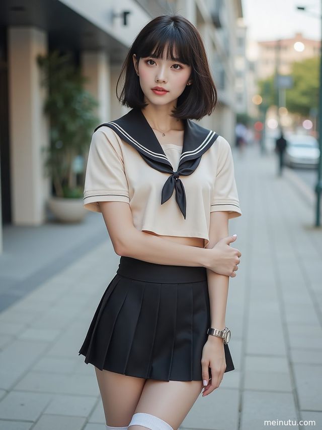 JK制服套装复古走廊高清写真图集 | 清透高光下的青春活力