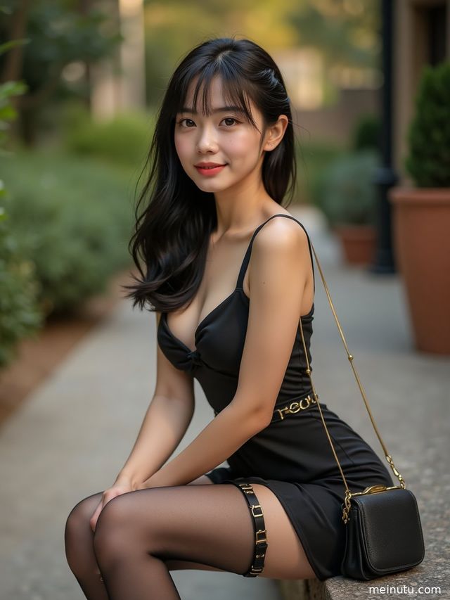 Asian Girl Photos in Thigh High Stockings – Retro Corridor Portrait Wallpaper Set