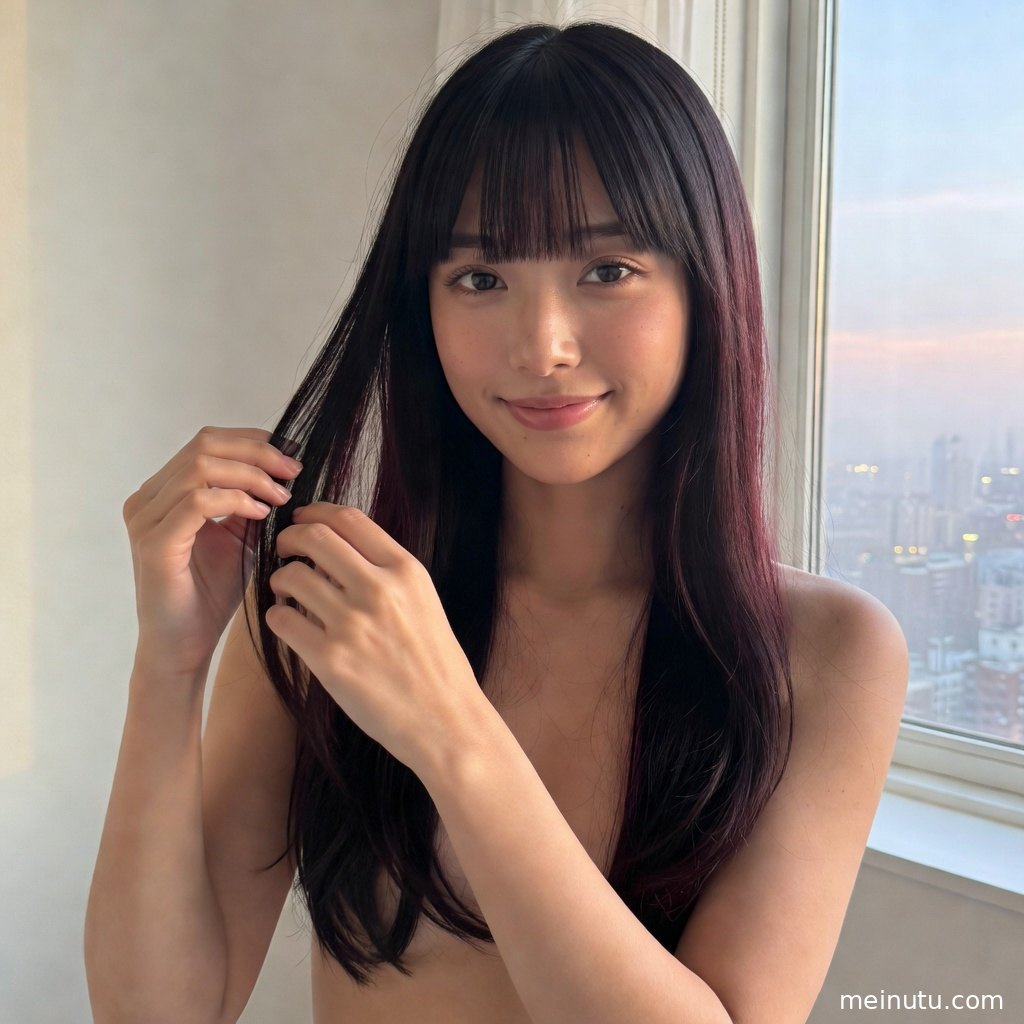 室内浅色家居场景中的丝袜美女写真，三分法构图突出黑丝美腿线条。