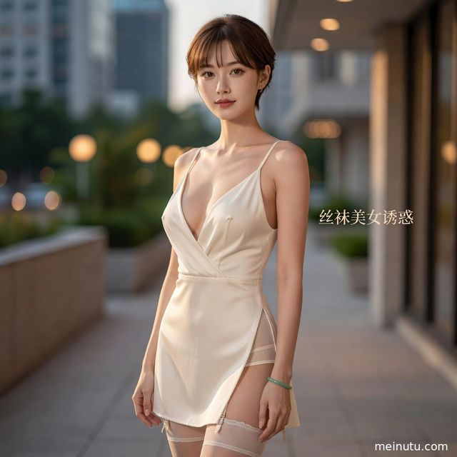 Asian Women Thigh High Stockings Photoshoot with Warm Indoor Side Light