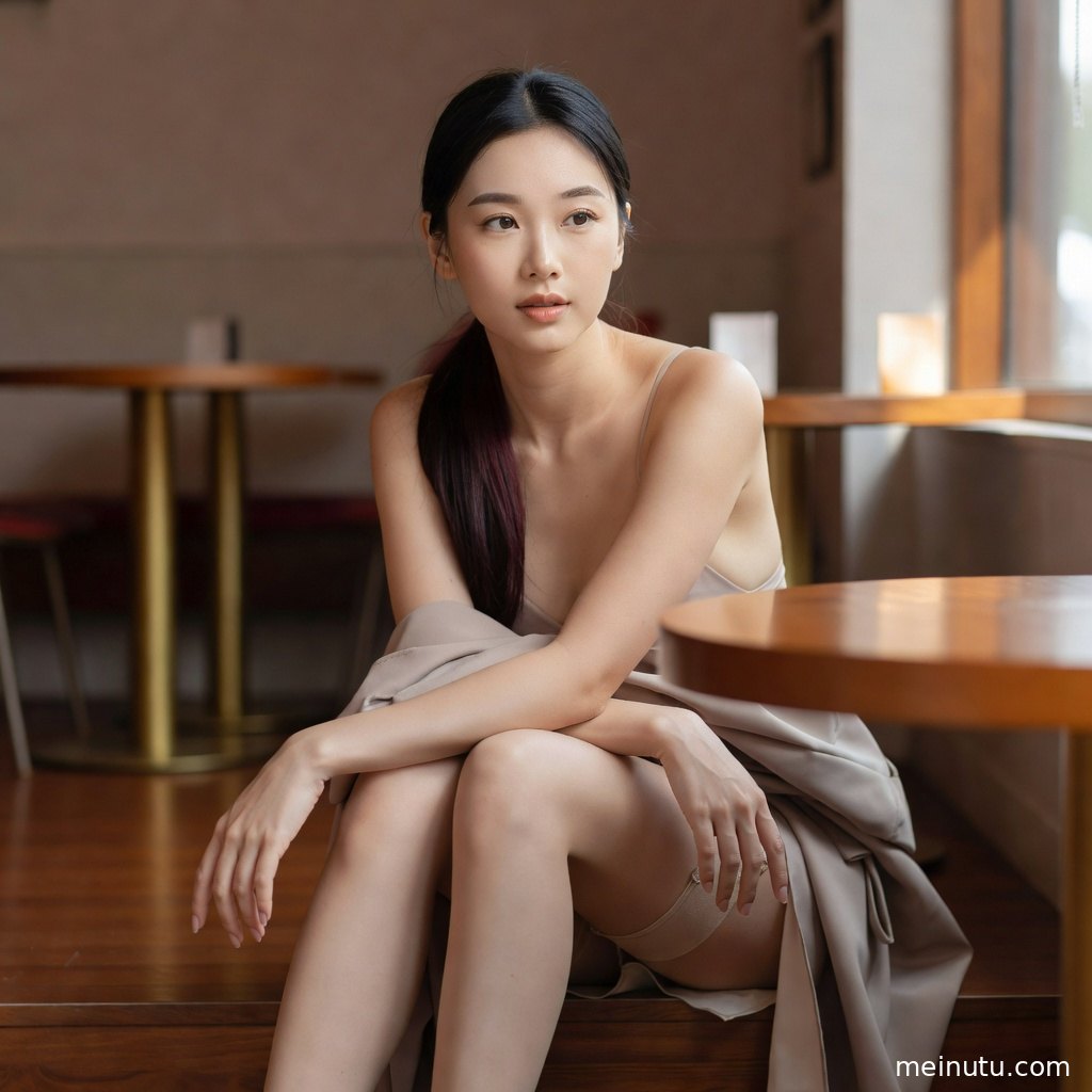 长腿美女在浅色室内空间中摆姿，丝袜美腿细节清晰适合高清壁纸浏览。