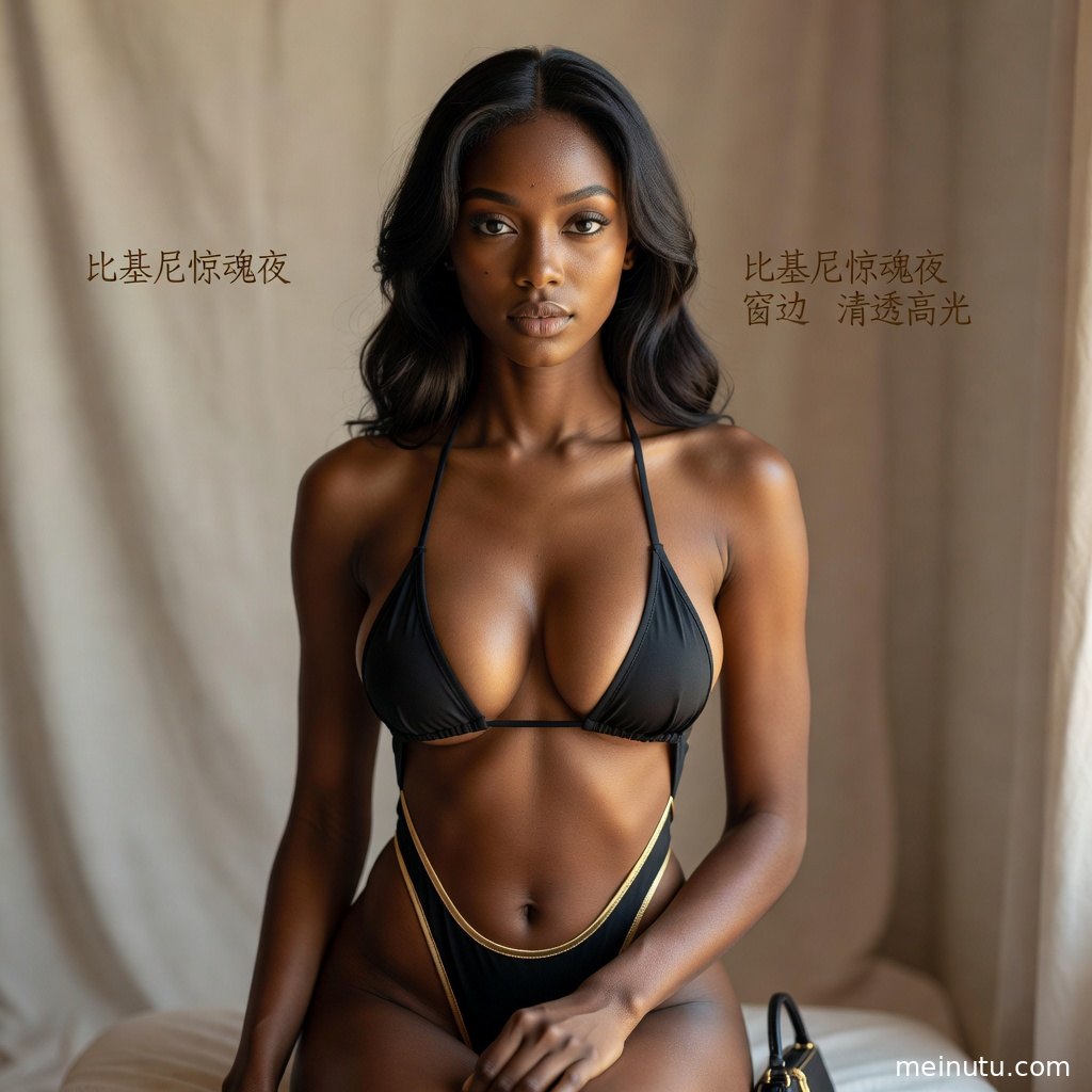 窗边泳装美女以比基尼造型入镜，玻璃反光与暗色背景强化惊魂夜质感。
